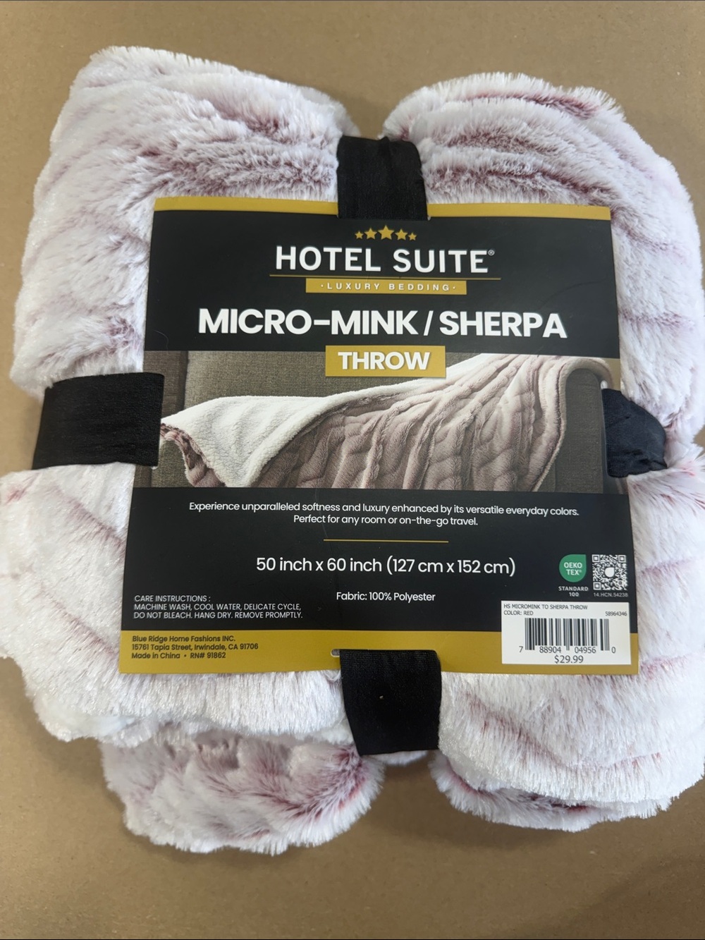 Hotel Collection Micro-Mink/Sherpa Throw - Blush Pink & Cream